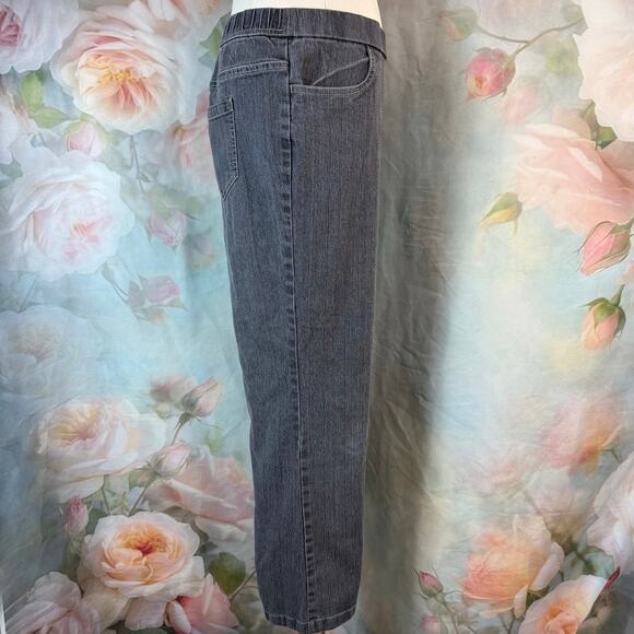 Vintage White Stag Stretch Waist Faux Zip Loose Fit Capri Jeans - Picture 3 of 5